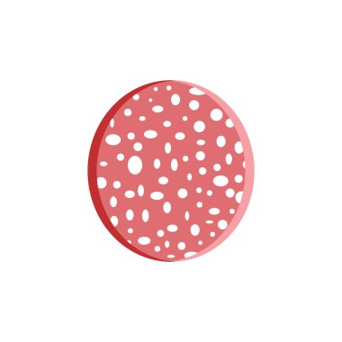 Salami sausage. Slice. Isolated on a white background. Vector flat material design. Vector illustration