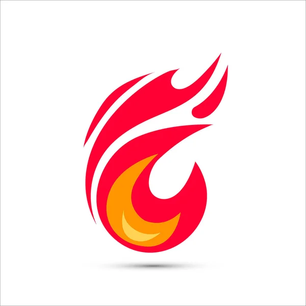 Simple illustration of fire in flat style. Vector flame color icon. — Stock Vector