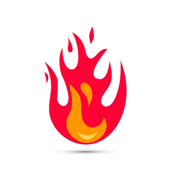 Isolato vettore rosso, icona di fuoco giallo. Semplice illustrazione del fuoco in stile piatto . — Vettoriale Stock