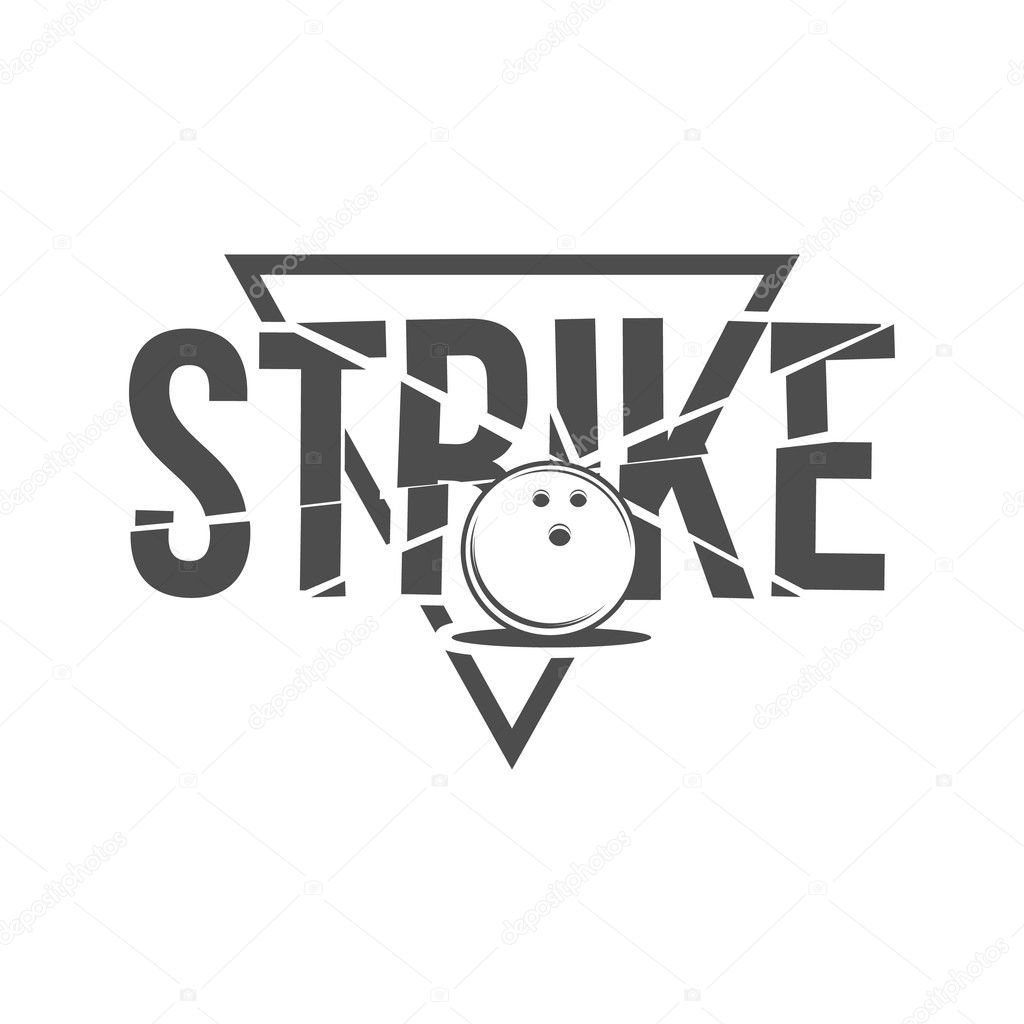 Bowling vector logotype, emblem and badge. Club gaming play, skittle and strike illustration. Template for bowling club, tournament, champion, challenge.