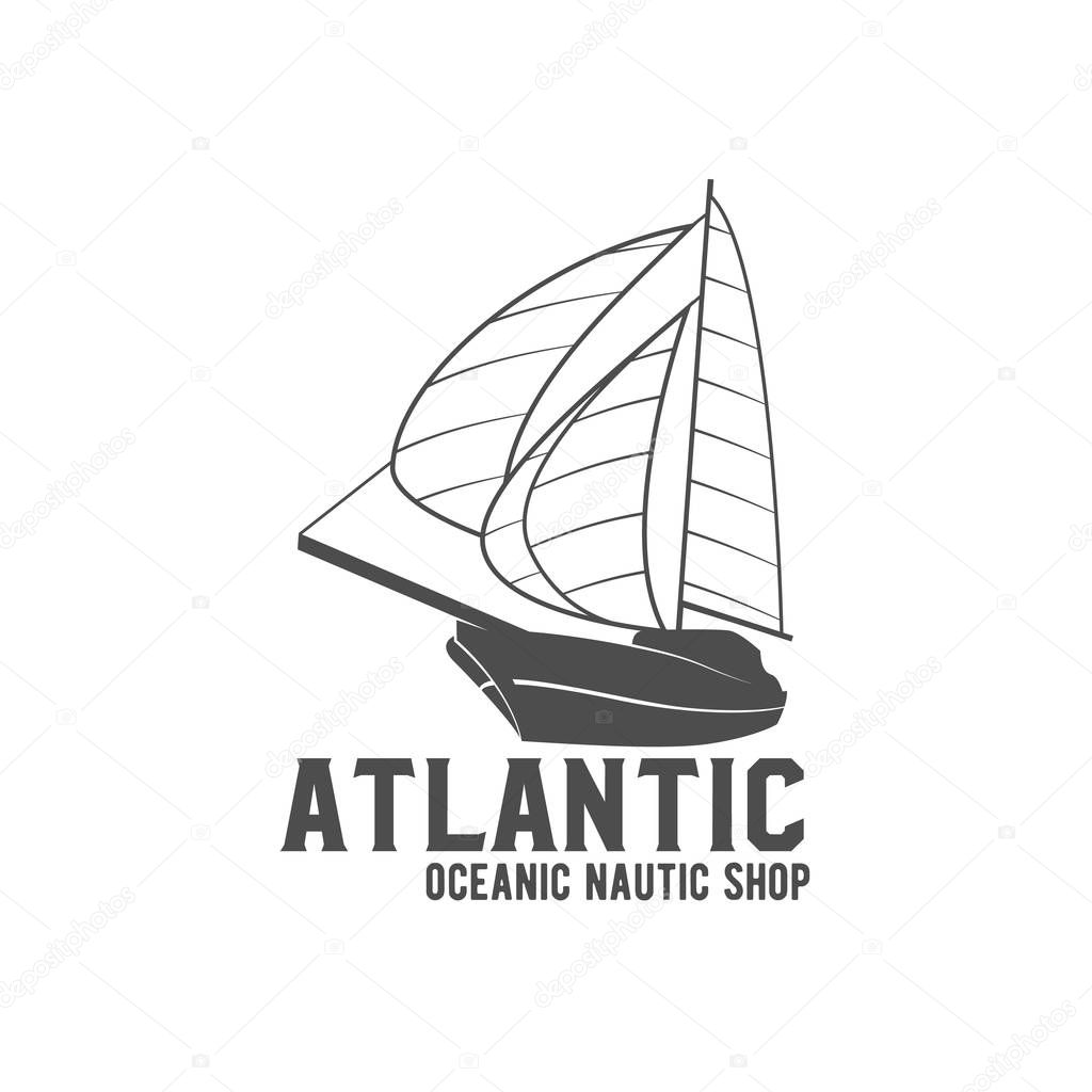 Vintage yacht club badge and logotype. Vintage retro nautical  emblem and label. Yackting logo