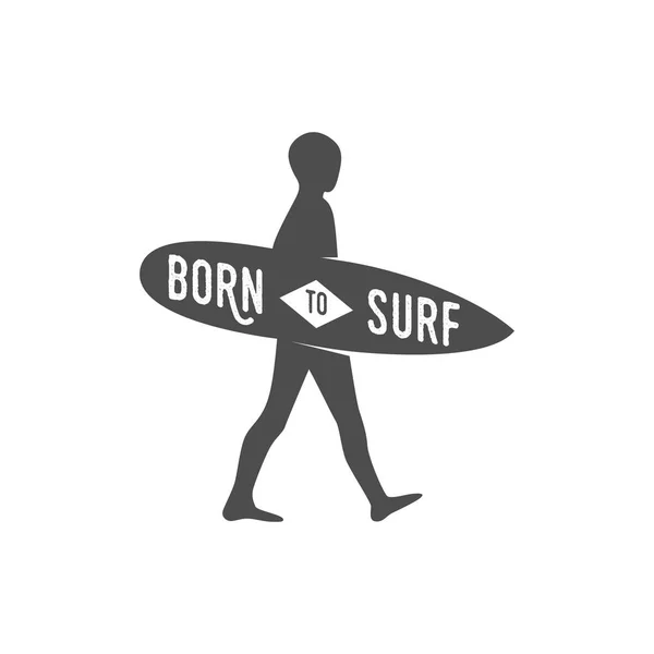 Étiquette de surf vintage, badge et emblème — Image vectorielle