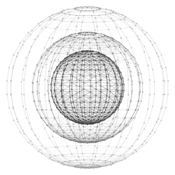 Digitale draadframe bolvormige objecten — Stockvector