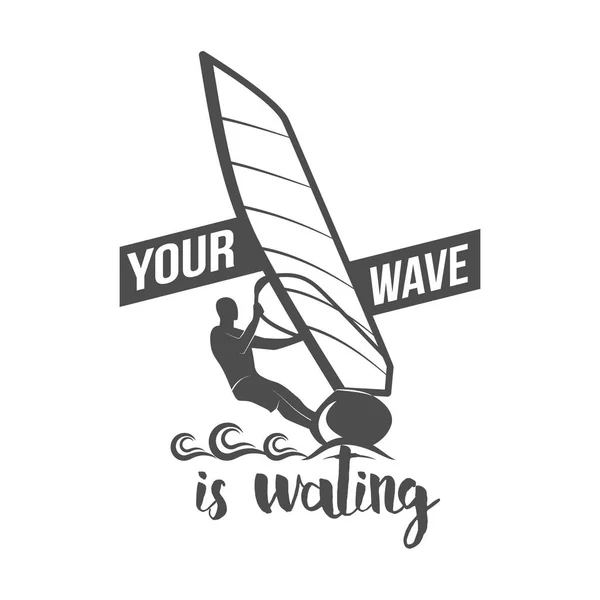 滑浪风帆复古标签 — 图库矢量图片