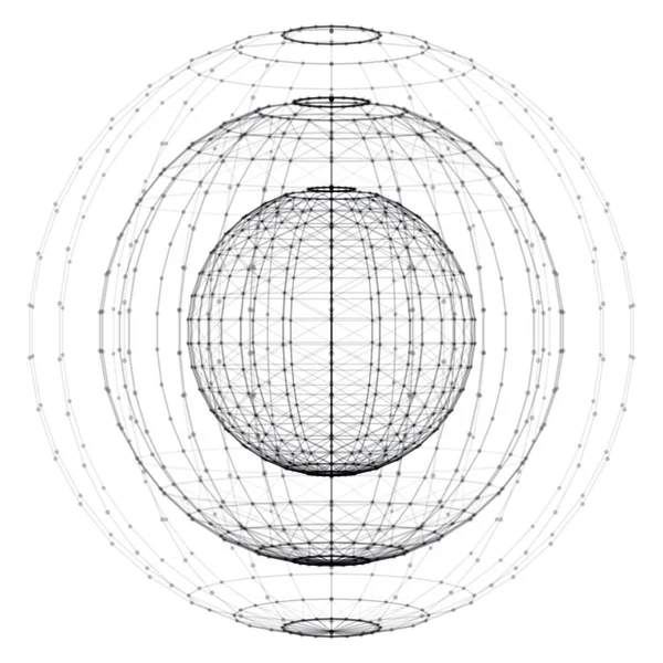 Wireframe spherical objects — Stock Vector