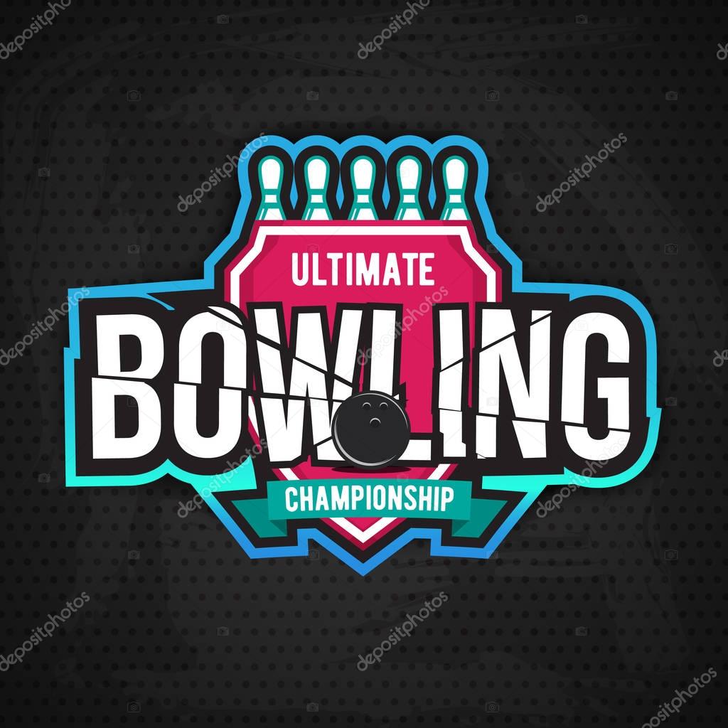 Colorful bowling logo design template
