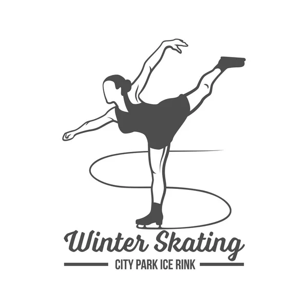 Ice Skating etikett Logotypdesign — Stock vektor