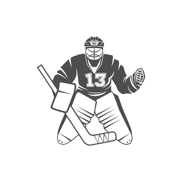 Logo con jugador de hockey sobre hielo — Vector de stock