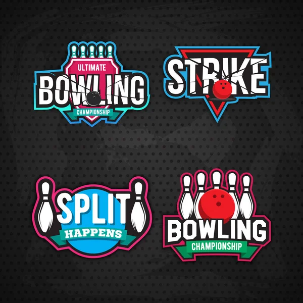 Bunte Bowlinglogos — Stockvektor