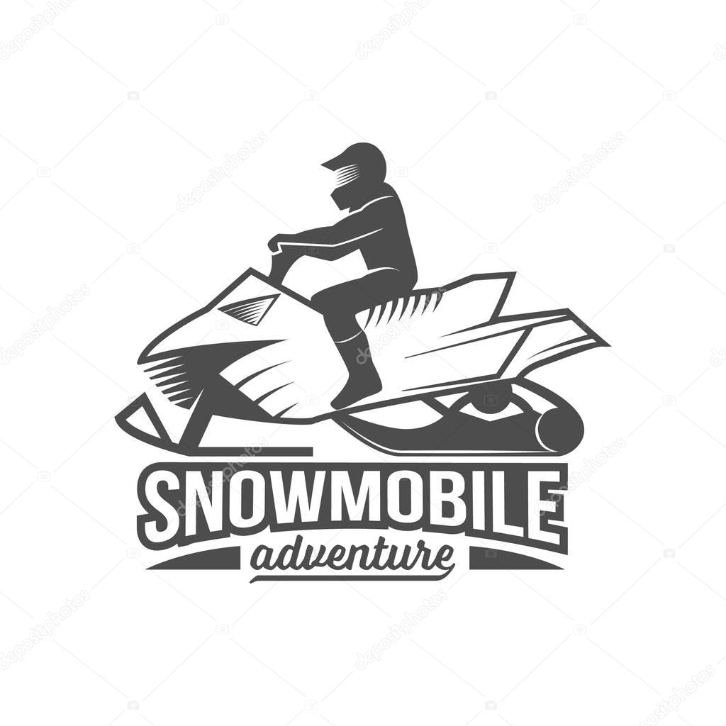 Snowmobile retro logo icon