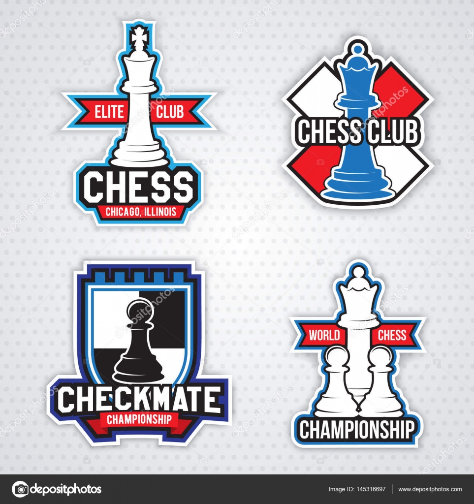 Emblema do xadrez. logotipo do clube de esporte com símbolos de