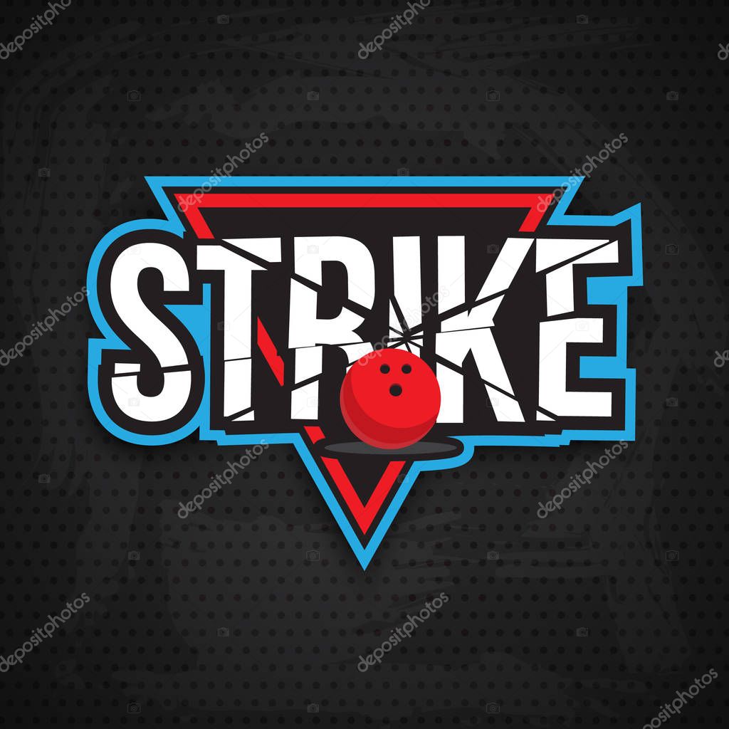 Colorful bowling logo design template on black background