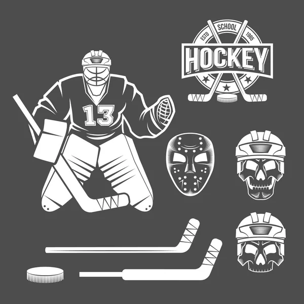 Hielo elementos portero de hockey — Vector de stock