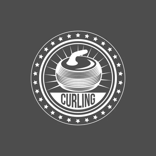 Curling gry odznaka vintage — Wektor stockowy