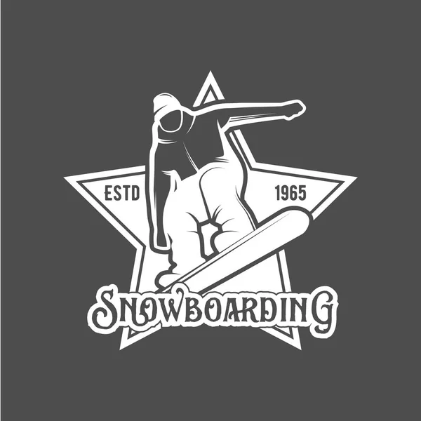 Σκι με χιονοσανίδα λογότυπο ετικέτα πρότυπο. — Διανυσματικό Αρχείο
