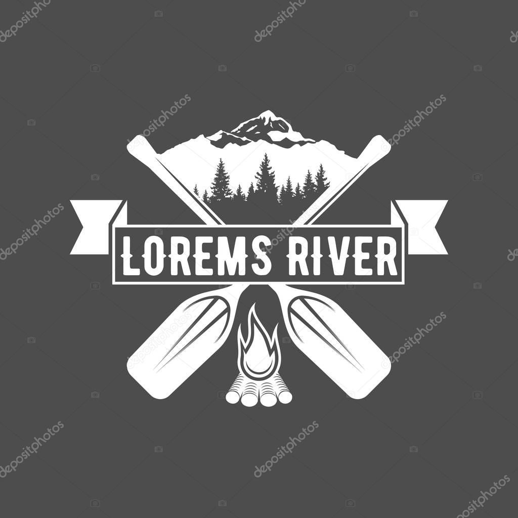 Vintage canoeing logo. Outdoor activity theme. Summer and winter vacation insignias