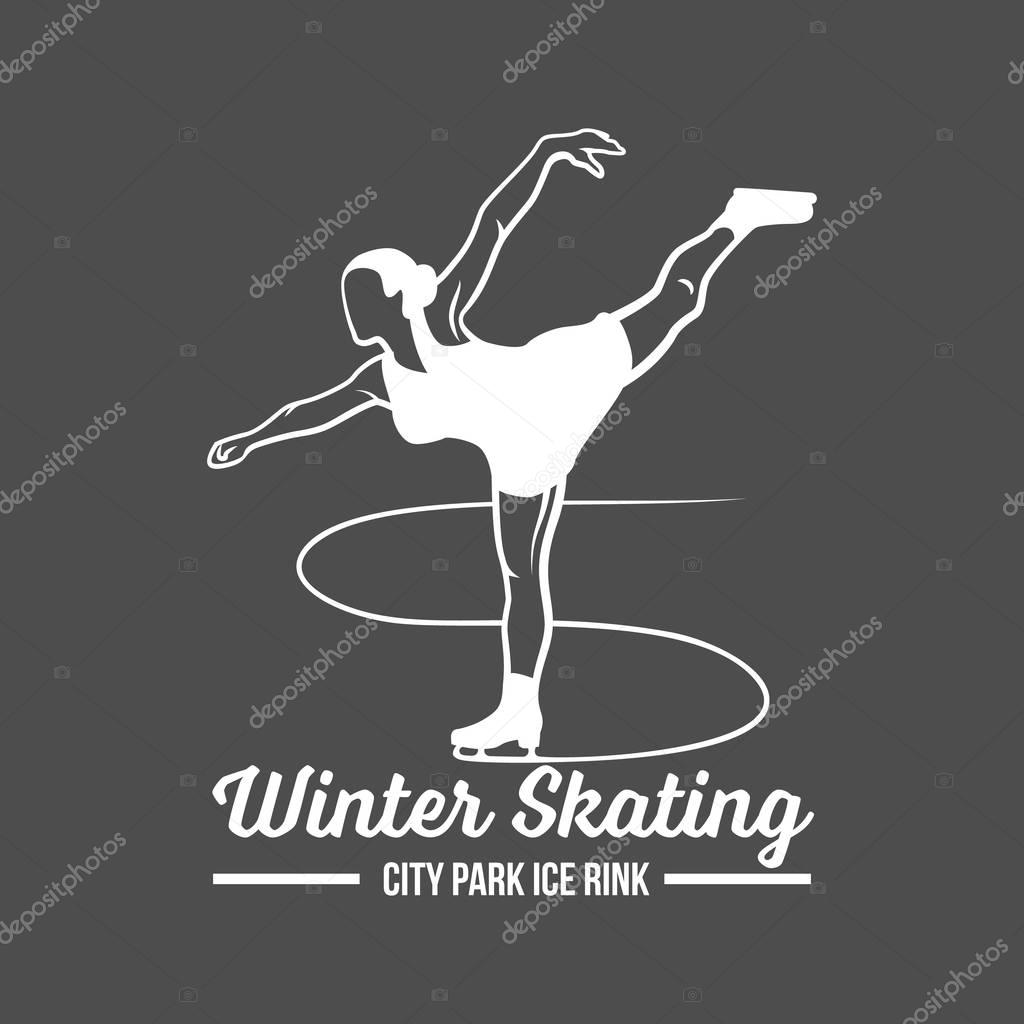 Ice Skating label logo, figure skating logo