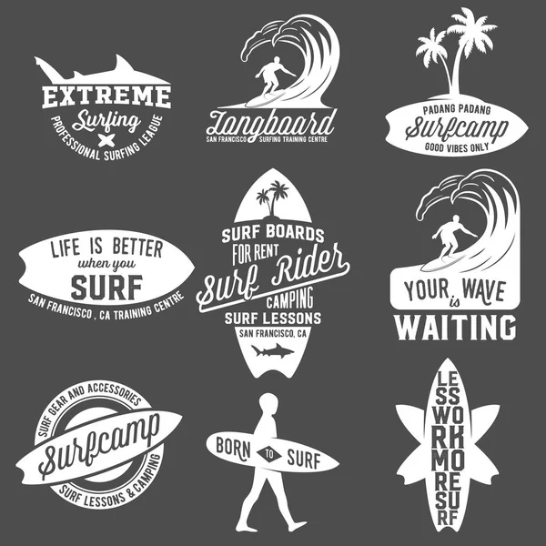 Set of vintage surfing logotypes — Stock Vector