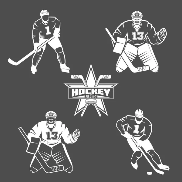 Jugadores de hockey sobre hielo — Vector de stock