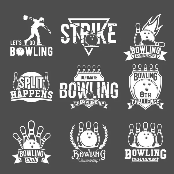 Σετ Bowling club εμβλήματα — Διανυσματικό Αρχείο