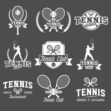 Tenis rozetleri stemplate kümesi. Club amblem, kolej Ligi logo