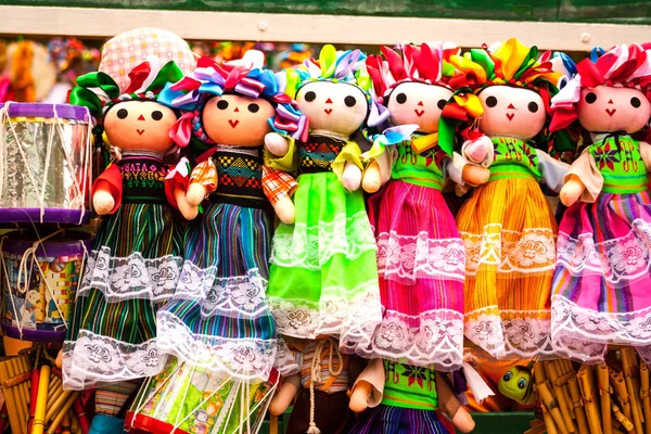 Venta Hermosas Muñecas Mexicanas Coloridas Xohimilco México — Foto de Stock