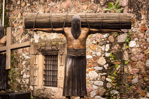 Hooded Medieval Executioner statue in Taxco Guerrero Mexico.