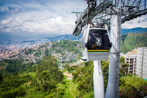 Gondola Ropeway Paisaje Ciudad Medellín Colombia — Foto de Stock