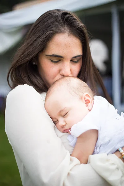 Happy Young Mother Aunt Adorable Baby — Stock Photo, Image