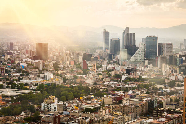 Aerial view of mexico city skyline