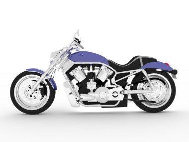 Beyaz bir arka plan üzerinde mor siyah motosiklet