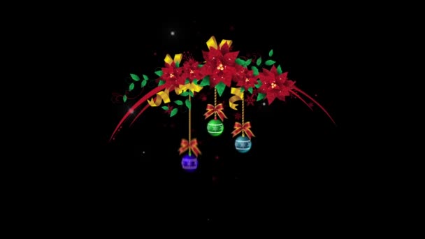 Нові красиві Різдвяний вінок анімації з альфа-каналу — стокове відео