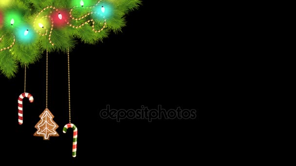Décorations et lumières de Noël avec canal Alpha et noir et blanc mat — Video