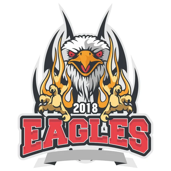 Stripfiguur Vlam Tribal Eagle Mascotte Voor Sport Logo Vector — Stockvector