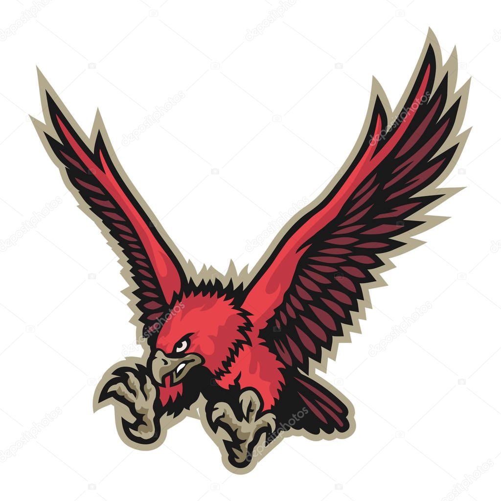 Cartoon flying eagles mascot character for sport logo vector