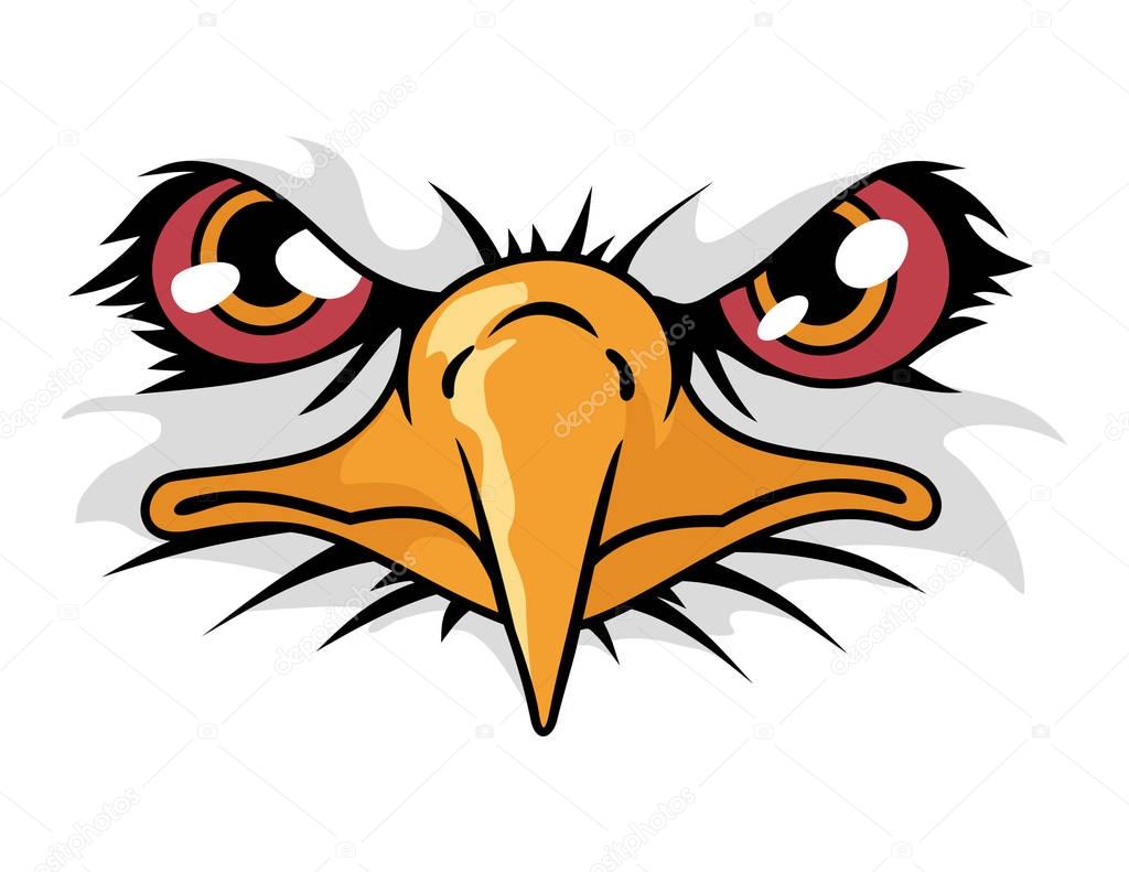 Eagle face cartoon animal mascot character for sport logo vector
