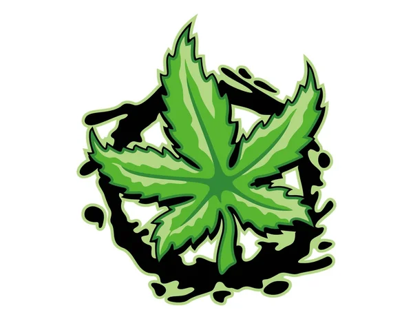 Cartoon Cannabis Com Fundo Respingo Can Usar Para Logotipo Ilustração — Vetor de Stock