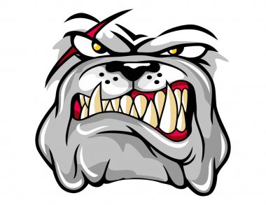 Kızgın bulldog yüz çizgi film karakteri. logo ve t-shirt gösterim amacıyla kullanabilirsiniz