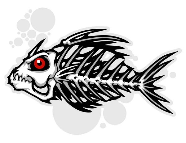 Fish Bones Cartoon Mascot Can Use Sport Logo Shirt Illustration — Stock Vector