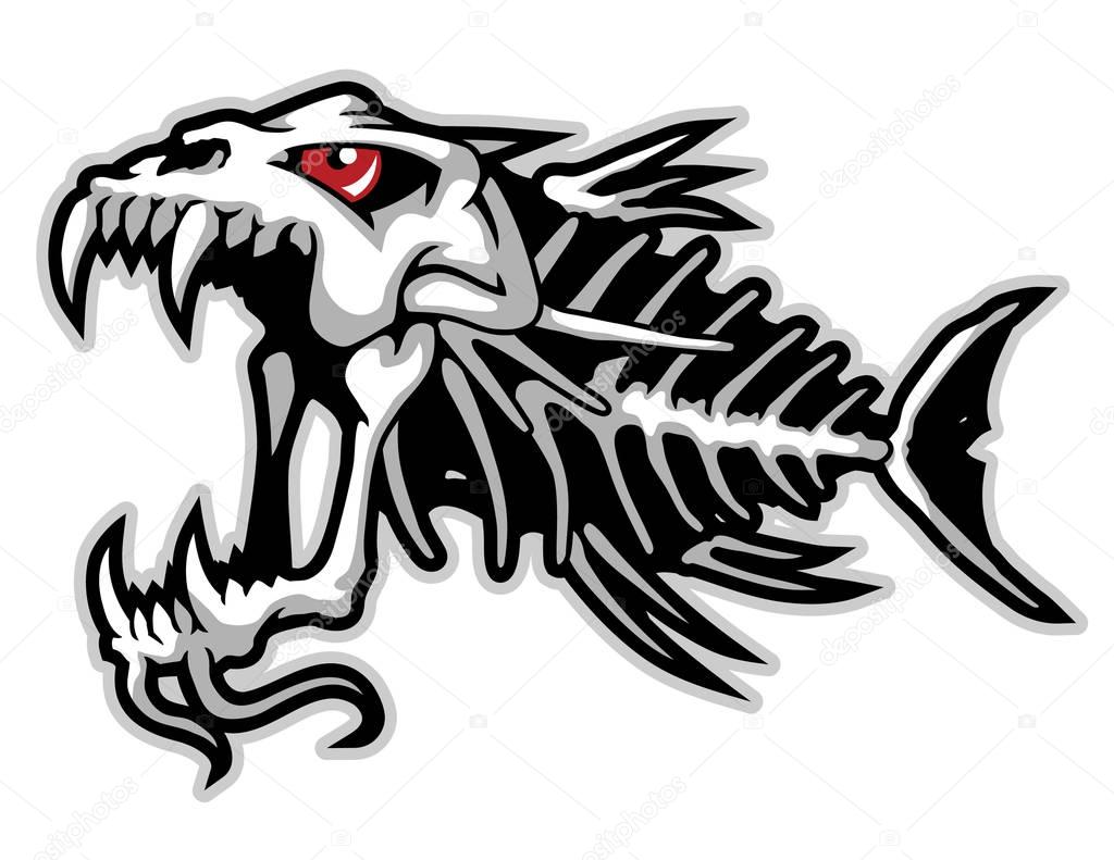 fish bones cartoon mascot. can use for sport logo and t-shirt illustration