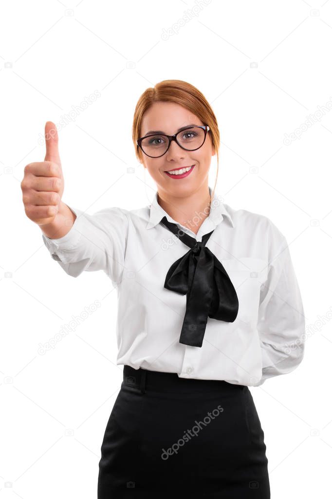 Businesswoman giving a thumbs up