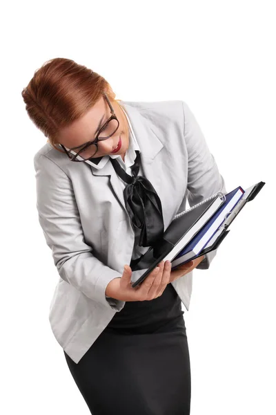 Beautiful business woman multitasking — Stock Photo, Image