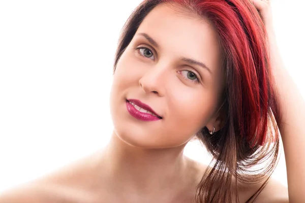 Portrait Sensuel Une Belle Jeune Femme Maquillage Doux Propre Tenant — Photo