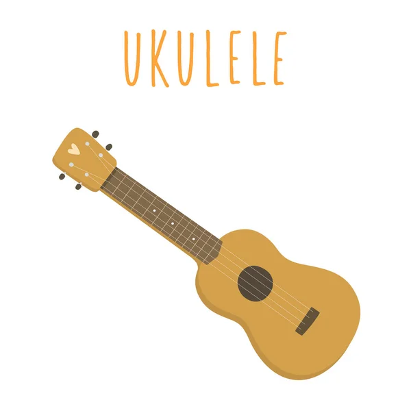Ukulele, havajskou kytaru. Izolované na bílém. — Stockový vektor