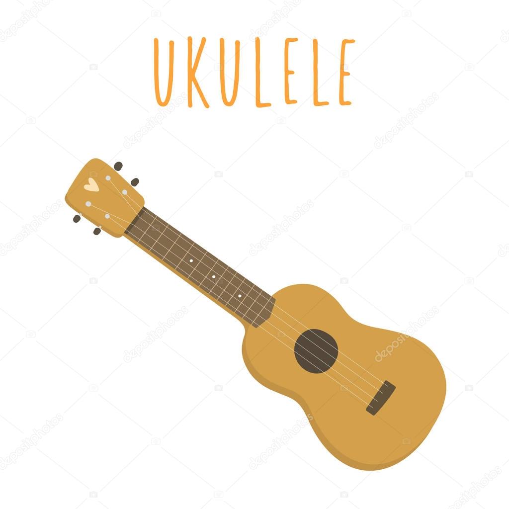 Ukulele, hawaiian guitar. Isolated on white. Vector hand drawn illustration