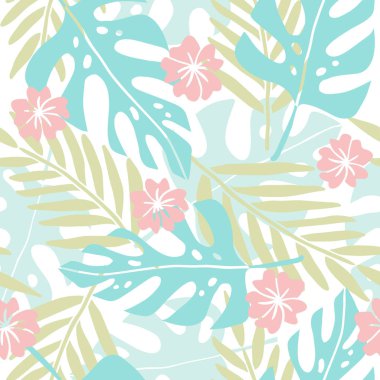 Şirin el çekilmiş tropikal seamless modeli.