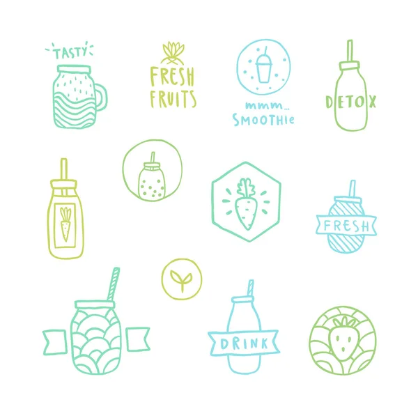 Badges smoothie Doodle . — Image vectorielle