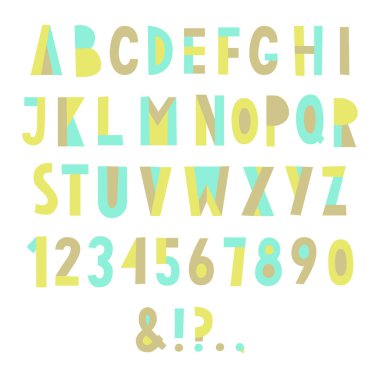 Renkli geometrik yazı tipi.