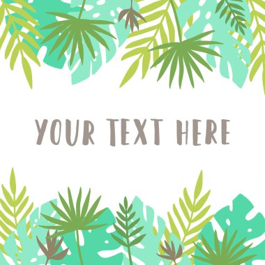 Kart şablonu. Tropikal yapraklar.