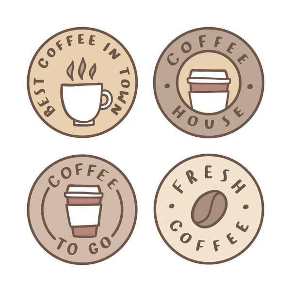 Set of badges. Coffee house, take away. — Stock Vector